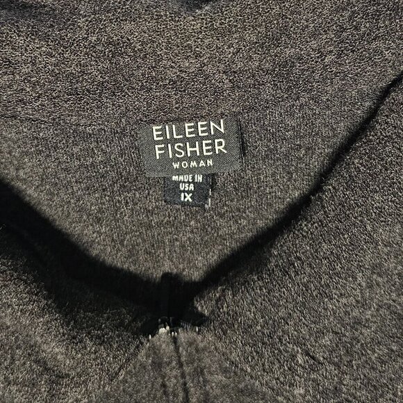 Eileen Fisher Full Zip 100 Wool Jacket Women Size 1X Dark Gray Pockets - Picture 4 of 14